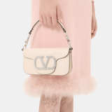 Valentino Garavani Locò Small Shoulder Bag With Jewel Logo (Ivory)